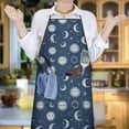 thumbnail image 6 of Dark Blue Sun Moon Star Pattern Apron-Garden Aprons for Women with Pockets-Cotton Linen Waterproof Kitchen Cooking Gardening Aprons Adjustable for Kitchen,Cooking,BBQ and Salon 33x27 Inch, 6 of 7