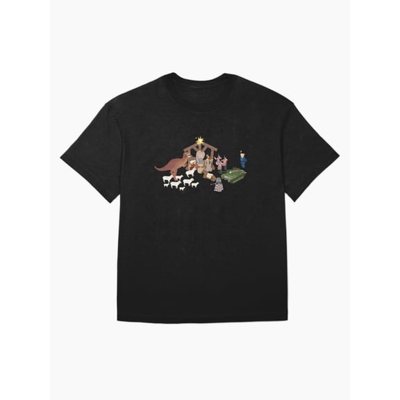 Nativity Scene Mr Bean Funny Christmas Holiday Design Unisex T-Shirt up to Size 5XL