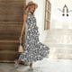 thumbnail image 3 of Summer Ladies Dress French Halter Neck Sleeveless Slit Print Sexy Dress, 3 of 5