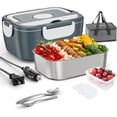 thumbnail image 1 of shiyou-Nulmvic 75W Electric Lunch Box 12V/24V/110V 3-in-1 Portable Leak-Proof 1.5L Thermos Food Container for Car/Truck/Home/Office/School with Fork, Spoon & Insulated Lunch Bag for Women Men (Blue), 1 of 4