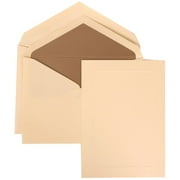 JAM Paper Wedding Invitation Set, Large 5 1/2 x 7 3/4, Ivory Card with Taupe Lined Envelope and Ivory Simple Border Set, 50/pack