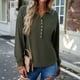 thumbnail image 5 of Blusa Mangas Largas Camisas con botones para mujer, blusas elegantes de punto informales, blusas cómodas para primavera y otoño Cgtredaw ejercito verde T L para Mujer, 5 of 6