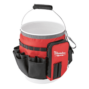 Milwaukee Bucket Tool Organizer Wrap Red Heavy Duty 34 Pocket for 5 Gallon Bucket Nylon