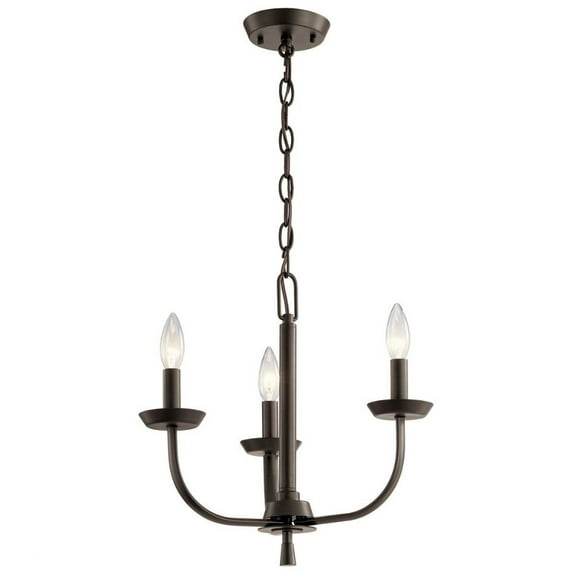 52383OZ Kichler Lighting Kennewick - 3 Light Mini Chandelier - with Traditional inspirations - 14.75 inches tall by 16 inches wide-Olde Bronze Finish