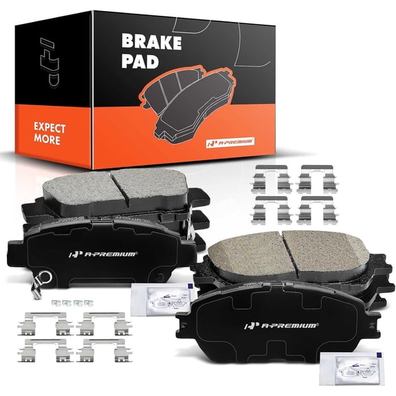 A-Premium Front and Rear Ceramic Brake Pads Set Compatible with Toyota Models - Sienna 2004 2005 2006 2007 2008 2009 2010, with Hardware, 8-Pack