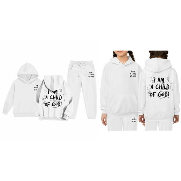 Child Jesus Hoodies Long Sleeve Cute Graphic Hoodies Loose Pullover Jogging Pants 2 Piece Fall Clothes 8-9 Years Old Girl Clothes