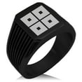 thumbnail image 1 of Stainless Steel Kyogoku Samurai Crest Needle Stripe Pattern Biker Style Polished Ring, 1 of 1