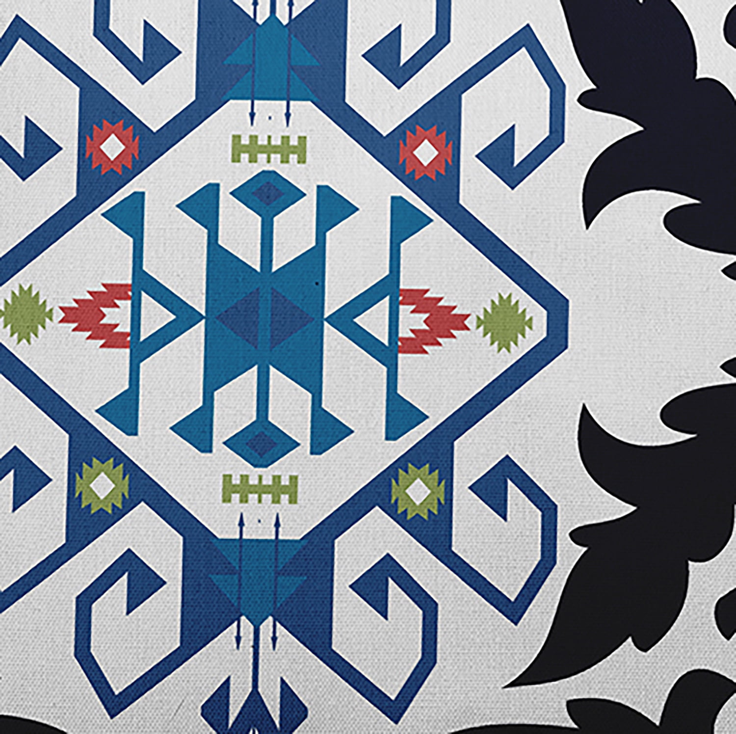 Simply Daisy, 14" x 20" Bombay Medallion Navy Blue Decorative Abstract Outdoor Throw Pillow