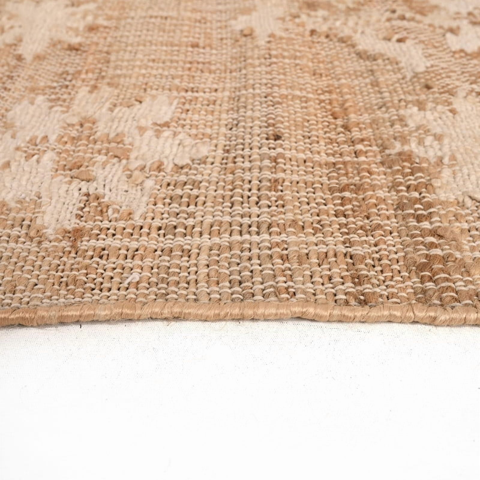 KLAVATE Abstract Ivory Flower Modern Decor Jute Rug