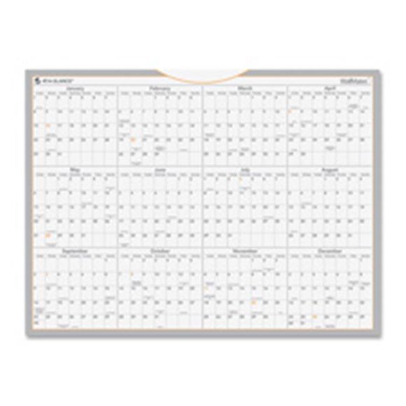 At-A-Glance AAGAW506028 Calendrier Annuel Effaçable à Sec - avec Marqueur - Jan-déc - 24 Po x 18 Po - Blanc
