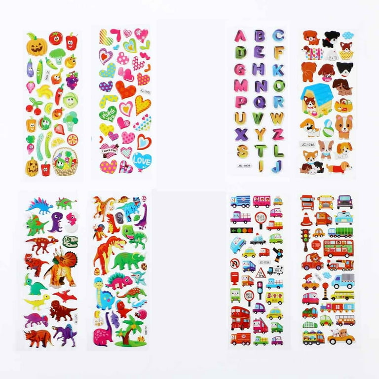 12 Sheets/Pack Love Heart Shape Hot 3D Cute Sticker Toy Kids DIY Bubble PVC  Stickers