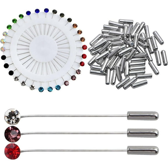 30pcs Muslim Brooch Safety Scarf Pin Hijab Pins Colorful Crystal Stick Tailor Sewing Snag-Free Pins Brooch with 30pcs Safety Caps for Women Jeweley Shawls Wedding Decoration