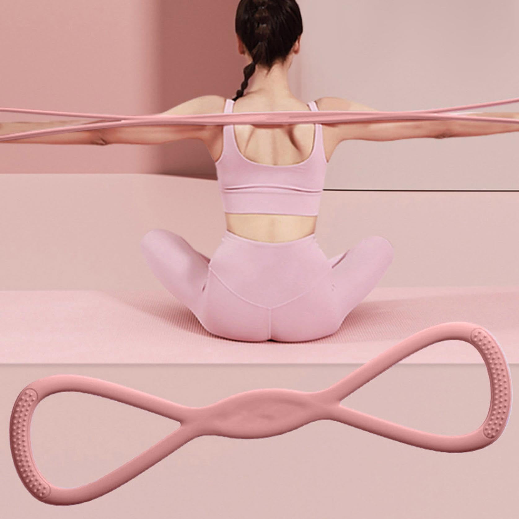 Figure 8 Resistance Bands for Women, Resistance Bands with Handles, Portable 8 Shaped Exercise Band for Strength Training Yoga Pilates