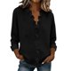 thumbnail image 2 of Craaazy Women's Relaxed Fit V Neck Blouse, Solid Color Long Sleeve Ruffle Accent Top, Loose Comfy Cotton Linen Tee for Work & Daily Wear Gifts, 2 of 6