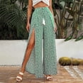 thumbnail image 4 of Lilgiuy Womens Casual Floral Printed Bandage Elasty Spilt Maxi Trousers Wide Leg Pants Green 8 2022 Fall Winter, 4 of 5