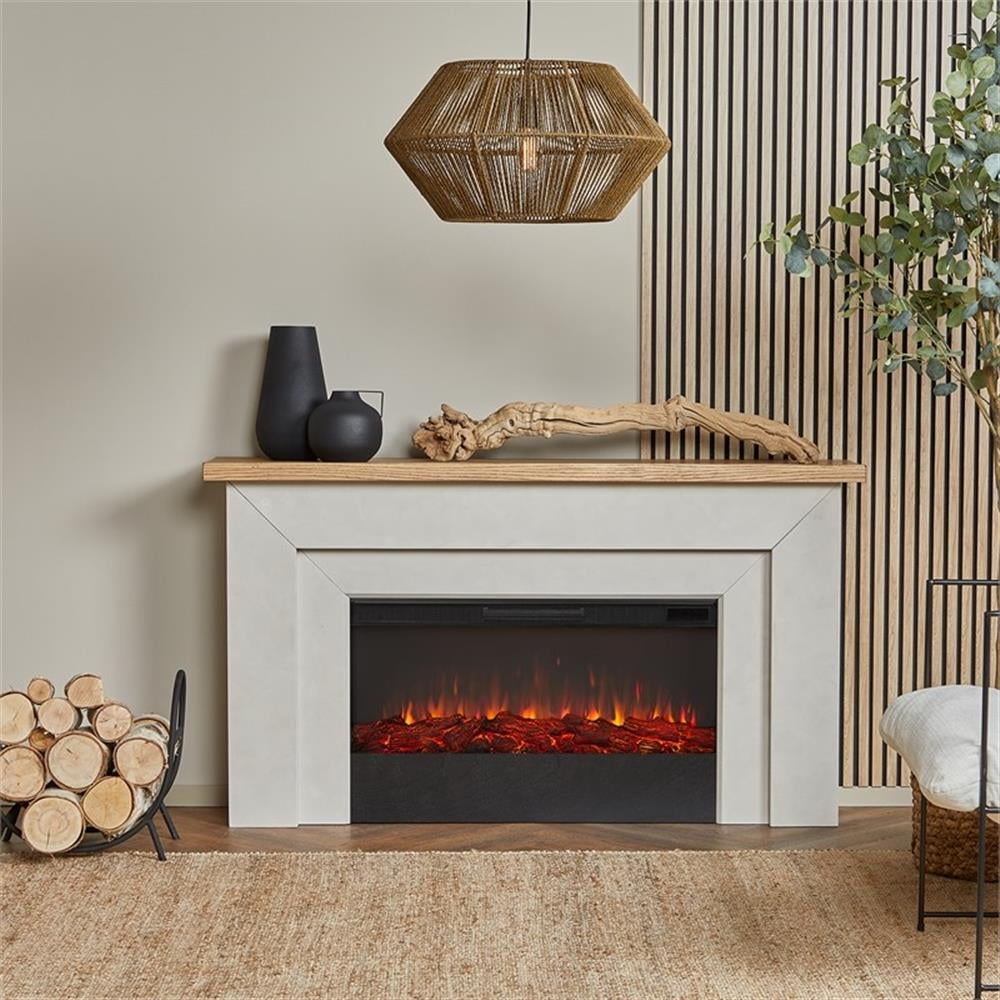 Bowery Hill 68" Wood Landscape Electric Fireplace in Venetian Gray