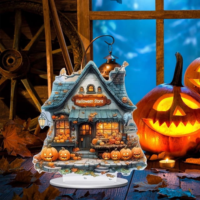 Decoración de Halloween con Forma de Calabaza Fantasma | Adorno de Escritorio Acrílico 2D para Halloween | Decoración Espeluznante para Dormitorio | Regalo de Halloween Ligero y Duradero para Exhibir