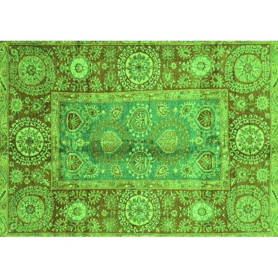 Ahgly Company Indoor Rectangle Oriental Green Traditional Area Rugs, 2' x 3'
