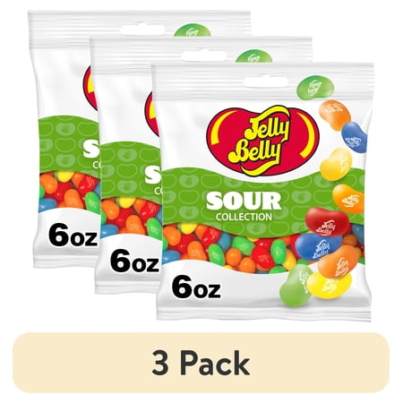 (3 pack) Jelly Belly Sour Jelly Bean Collection - 6 oz Peg Bag - Genuine Official Straight from the Source