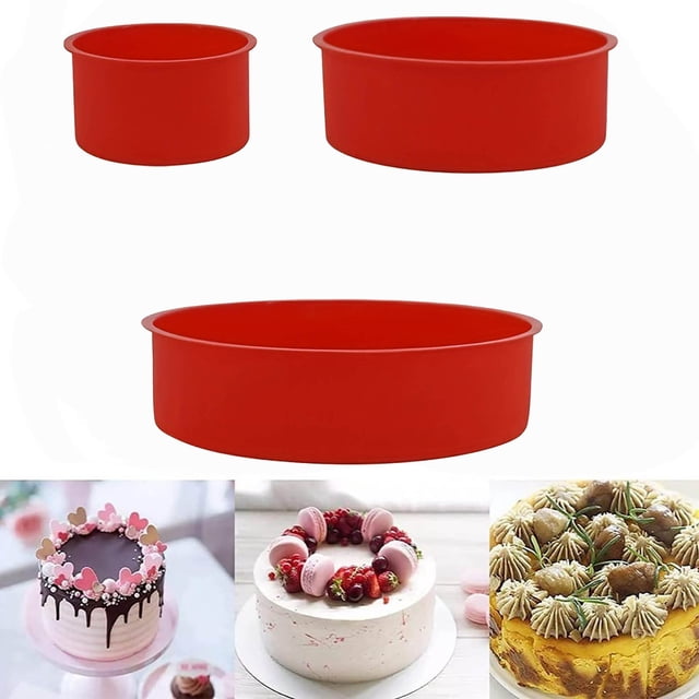 Xihbxyly Juego de Moldes Antiadherentes para Pasteles, Redondos, Flexibles y Fáciles de Desmoldar, Ideales para Tartas de Capas y Tartas de Queso, Aptos para Horno y Lavavajillas, 3 Tamaños, 1 Pieza.