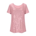 thumbnail image 5 of YOUYEDIAN Girl's Round Neck Glitter Sequins Shirts Top Sparkle Shimmer Concert Party Tee Pink, 5 of 5