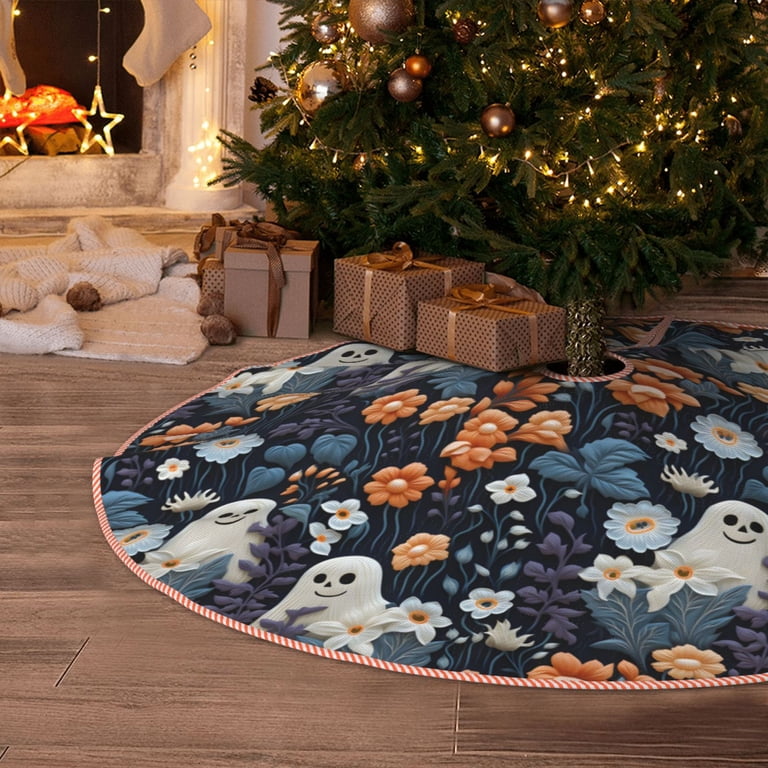 Fotbe Cute ghost in the flowers Pattern Christmas Tree Skirt, Tree Skirts  Plush Christmas Decorations, Christmas Tree Skirts Xmas Decorations Holiday  Party Decor-48" - Walmart.com