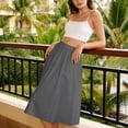 thumbnail image 4 of XIAOCHA Summer Midi Skirt for Women Solid Elastic Waist Side Pocket Flowy Loose Casual Everyday Long Skirts, 4 of 7