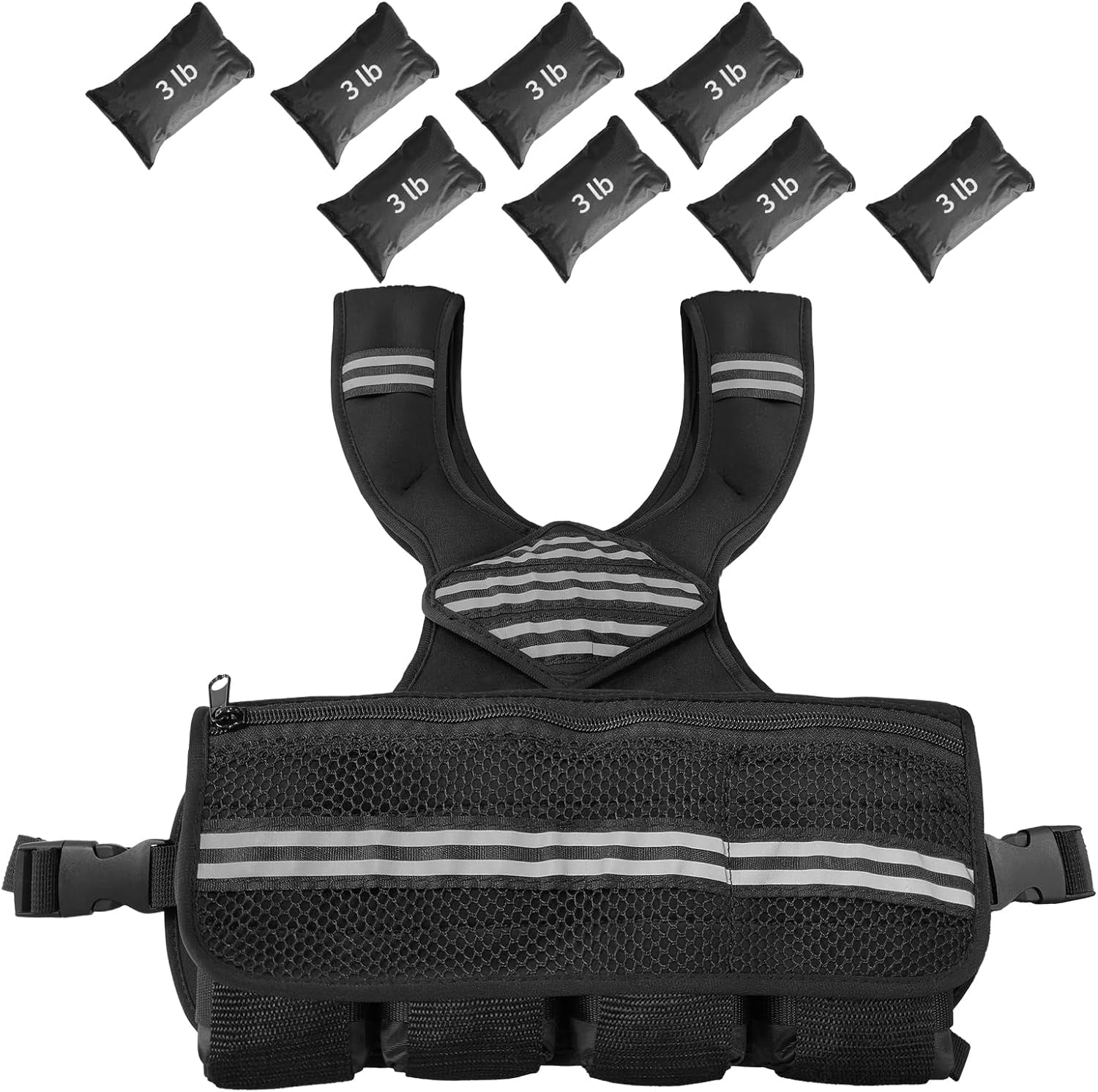 Acekid Adjustable Weight Vest for Men & Women 6-30 LBS, for Running Hiking with Reflective Strips