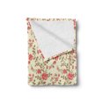 thumbnail image 2 of Rose Soft Flannel Fleece Throw Blanket, Rustic Pattern with Floral Stems Old Fashion Design Classical Feminine, Cozy Plush for Indoor and Outdoor Use, 60" x 80", Pale Yellow Dark Coral, by Ambesonne, 2 of 5