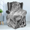 thumbnail image 4 of Black and White Soft Flannel Fleece Throw Blanket, Skyline Rooftop View of New York in Cloudy Day Panoramic Bust Cityscape, Cozy Plush for Indoor and Outdoor Use, 60" x 80", Black White, by Ambesonne, 4 of 5