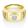 thumbnail image 2 of Gem Stone King 18K Gold Plated Silver Ring Moissanite and G-H Lab Grown Diamond (Size 8), 2 of 4