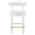 thumbnail image 6 of Counter Stool Chair, Set of 2, White, Velvet, Bar Pub Cafe Bistro Dining Kitchen Hospitality Restaurant, Modern Contemporary Boutique HB36130, 6 of 11
