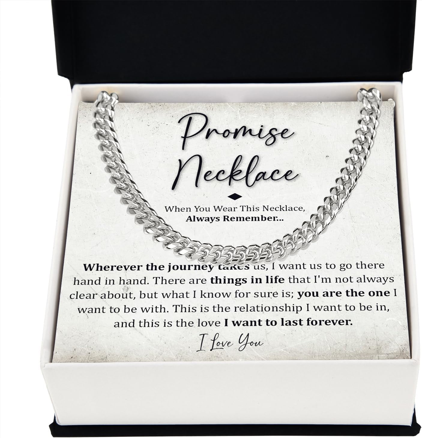 Promise Necklace For Him, Promise Necklace Gift For Boyfriend, Birthday Valentines Jewelry Gifts For Man, Husband Necklace From Wife, Cuban Chain Necklace, Anniversary Necklace For Boyfriend