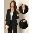thumbnail image 2 of DARING DIVA Women's Open Front Casual 3/4 Sleeve Blazer for Work Outfits XS Black, 2 of 7
