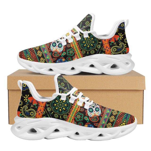 Women's Luxury Design Sneaker Polynesia Style Totem Symmetrical Geometric Slim Fit Mesh Breathable Soft Running Shoe