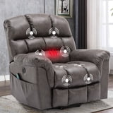 Ebello Large Power Lift Chair Recliner with Heat and Massage for Big Man, Faux Leather Electric Recliner, For tall men,Gray