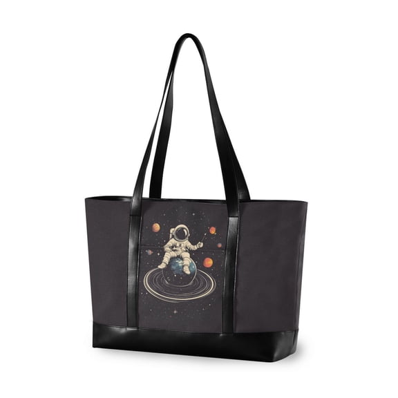 FORMRS Laptop Tote Bag for Women with 15.6" Computer Compartments Handbag, Black Astronaut Space
