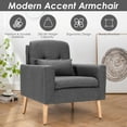 thumbnail image 3 of Demi Bonn Upholstered Accent Chair, Modern Comfy Armchair Single Sofa, Linen Fabric Single Sofa Armchair with Waist Pillow, for Living Room, Bedroom, Gray, 3 of 9
