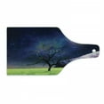 thumbnail image 1 of Tree Cutting Board, Moon with a Tree Full Moon Galaxy Grass Creative Fantasy Style Illustration Print, Tempered Glass Cutting and Serving Board, Wine Bottle Shape, Green and Navy, by Ambesonne, 1 of 1