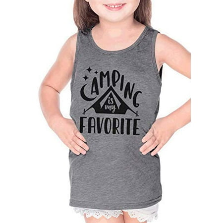 

7 ate 9 Apparel Kids Camping Grey Tank Top