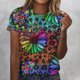 thumbnail image 1 of Fiudx Tops para Mujer Top Casual de Manga Corta con Cuello Redondo y Estampado Floral de Girasol para Mujer, 1 of 4