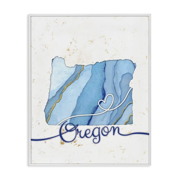 Stupell Industries Glam Oregon Agate Blue US State Design Canvas Art, 16 x 20, by Ziwei Li