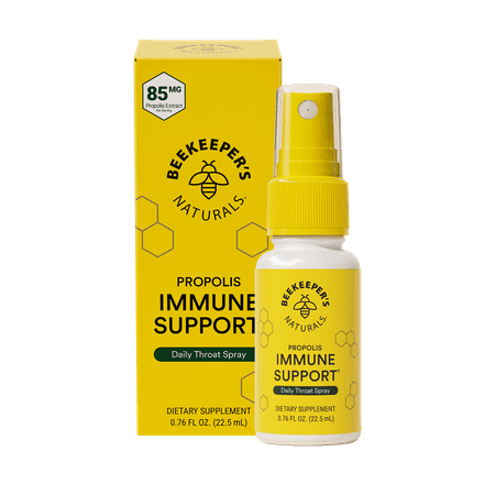 Propolis Throat Spray by Beekeeper's Naturals - Immune Support & Sore Throat Relief, 0.76 fl oz