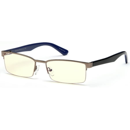 Video Gaming Glasses GAMMA RAY GR007 Computer Gaming Reading Glasses with Semi Rimless FrameMagnification and Anti Blue Light Anti Glare UV400 for TV Monitor Screens ()