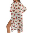 thumbnail image 5 of HELLHERO Polyester Long Kimono Swimsuit Cover Up for Beach Comfort Breathable Poinsettia Pattern, 5 of 6