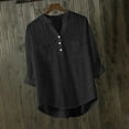 thumbnail image 2 of Timegard Womens Tops Notched V-Neck Button Long Sleeve Lightweight Tshirts Fall Casual Loose Tops Blouse, 2 of 6