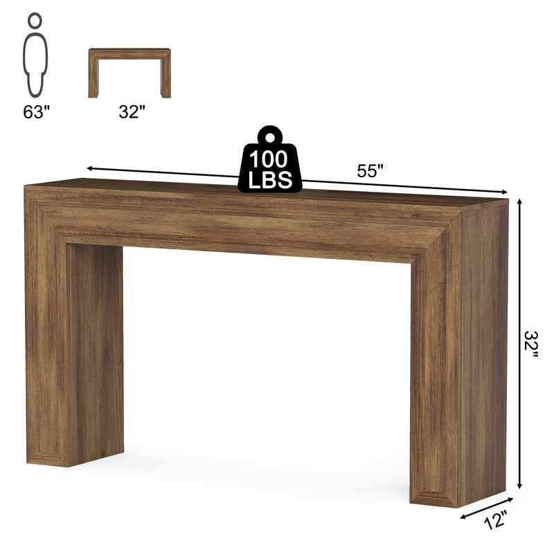PLAMLE 55 Inch Console Table for Entryway, Narrow Sofa Table Behind Couch with Storage Shelf, Farmhouse Wooden Hallway Table for Living Room, Foyer, Small Spaces