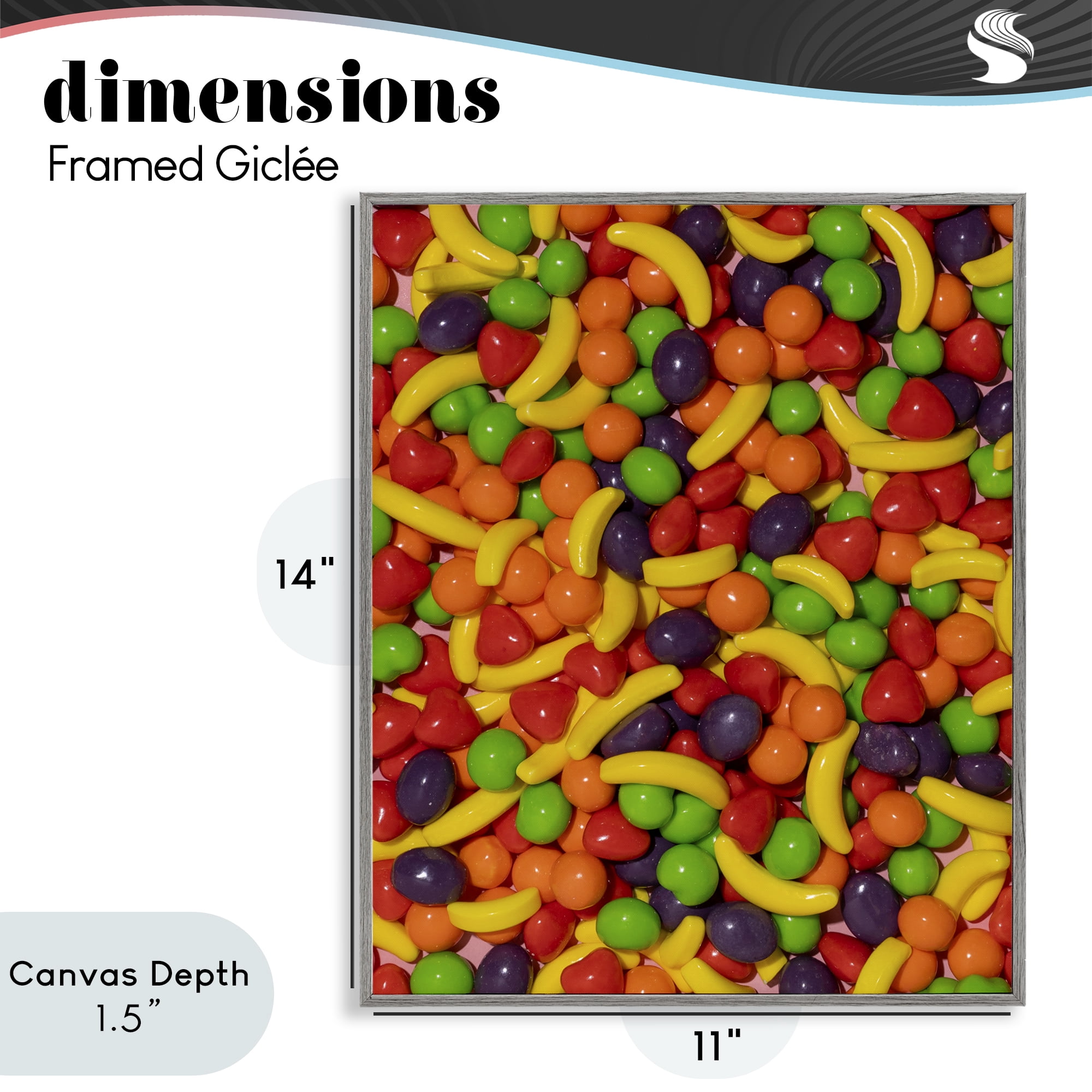 Stupell Industries Retro Assorted Fruit Candy Gray Framed Giclee Art, design by LISH Creative