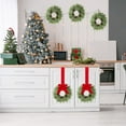 thumbnail image 6 of 6 Pcs Small Christmas Norfolk Wreaths 15 Inch Christmas Kitchen Cabinet Mini Wreath Real Touch with Bow Ribbon Cedar Red Berry for Xmas Front Door Window Chair Fireplace Table Pillar Farmhouse Decor, 6 of 7