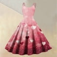thumbnail image 2 of Women's Vintage Swing Dress A Line Sleeveless Heart Printed Wedding Guest Party Dresses Deep Red L, 2 of 5